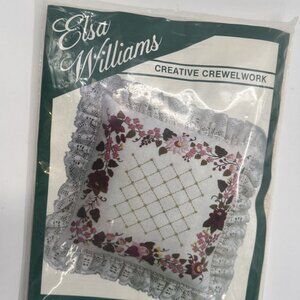 Elsa Williams Crewel Floral Pillow Cover Kit Linen Wool Creative Crewelwork NEW